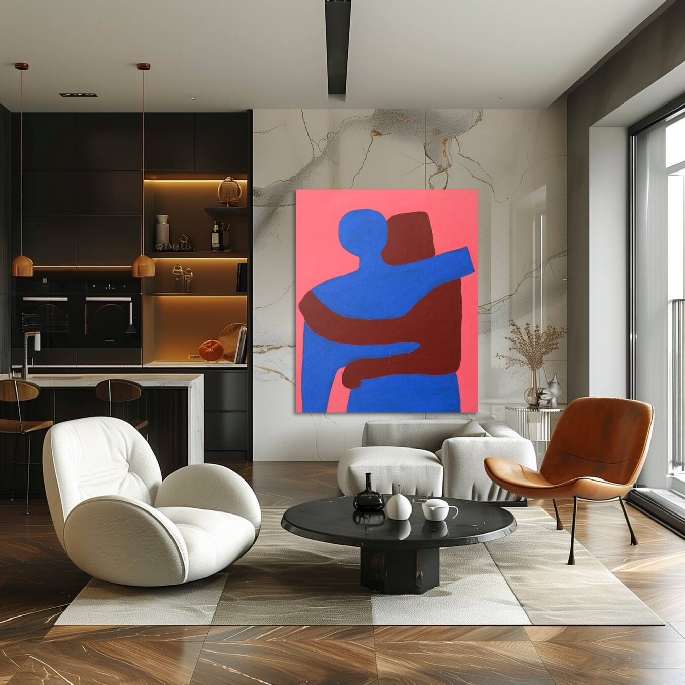 Figurative painting "can i hold you" contrast version 100x81 signed Bodasca