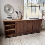 XL oak workshop sideboard with sliding doors from 1900
