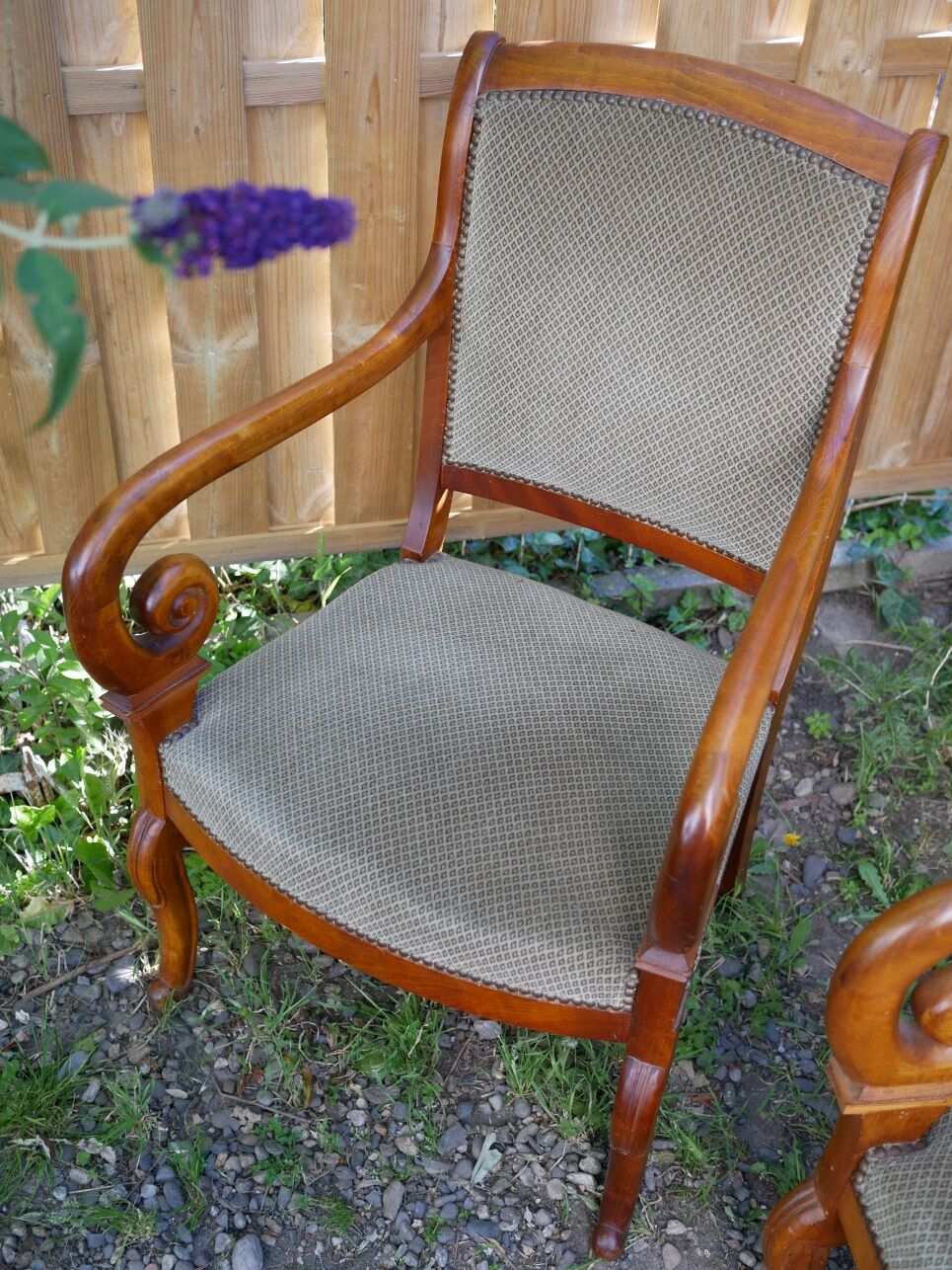 Sofa and 2 armchairs in wood and velvet with boudoirs empires