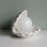 Ceramic table lamp in the shape of a shell, mid-century