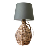 Lampe Dame Jeanne rotin vintage