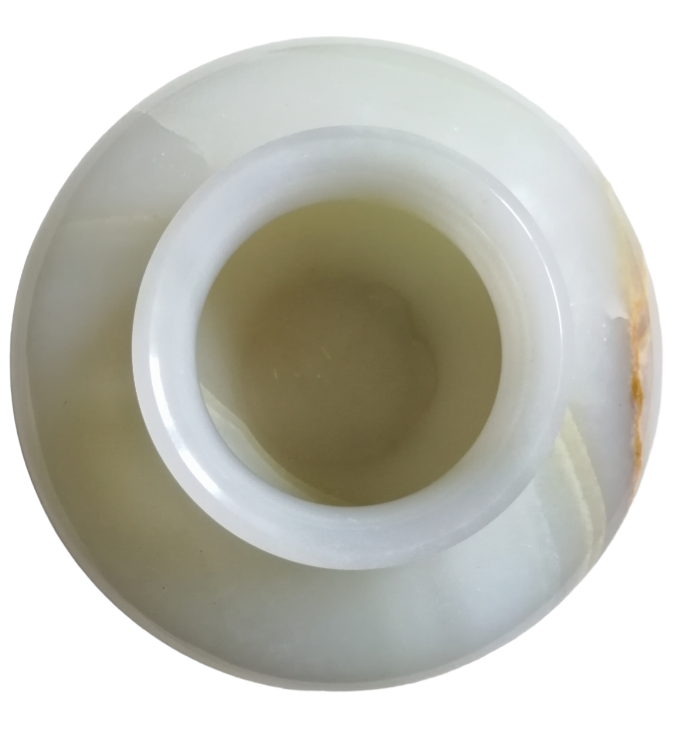 Flattened alabaster ball vase