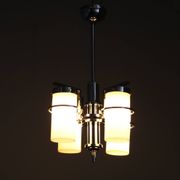 Restored Bauhaus/Art Deco chrome & glass chandelier, Czechoslovakia, 1930s