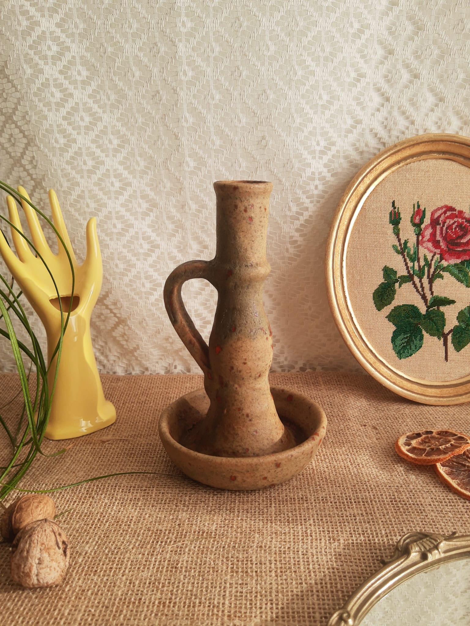 Candle holder terracotta cellar rat Orezza Campo Piano Corsica - Vintage