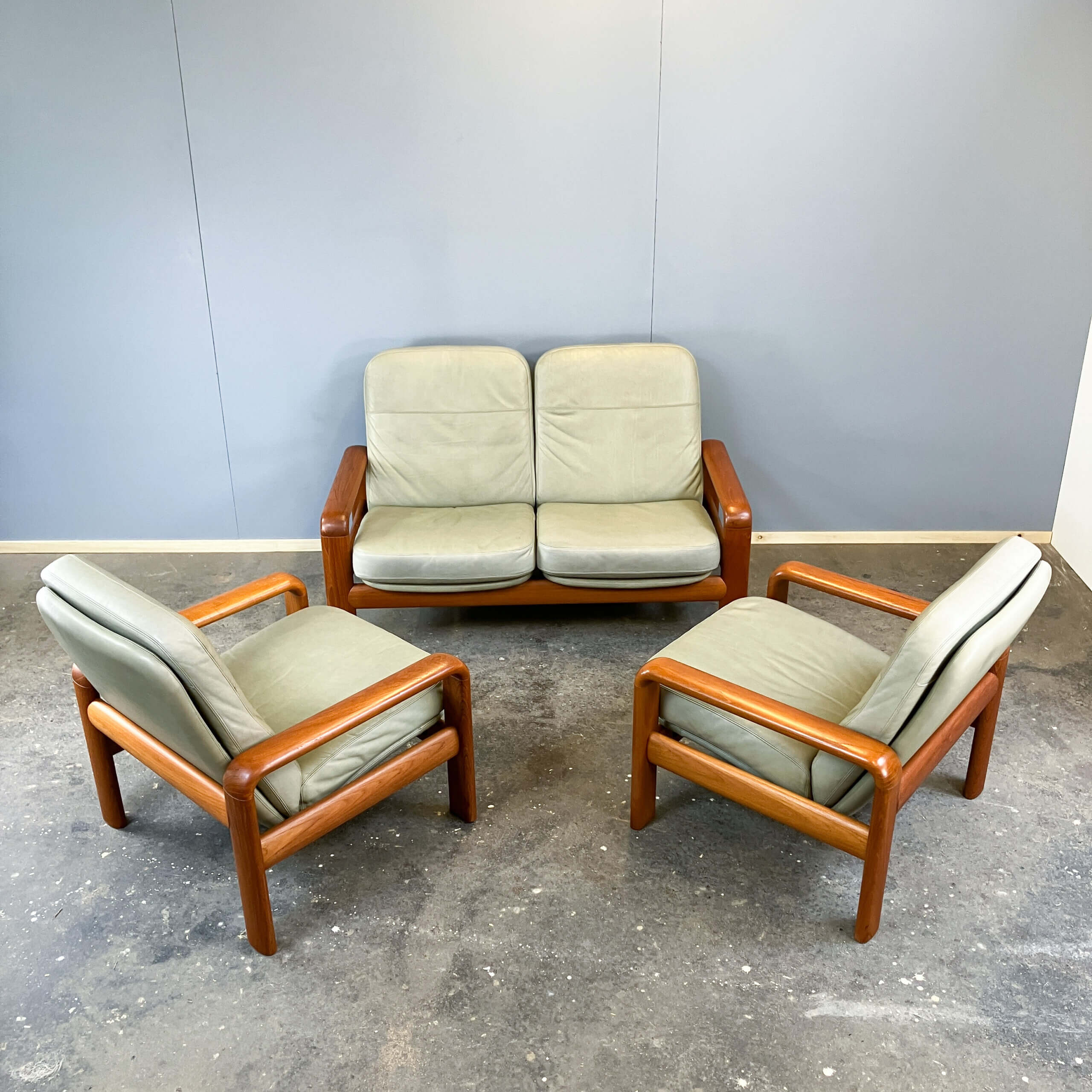 Seating set by Dyrlund, teak and leather, 1960s