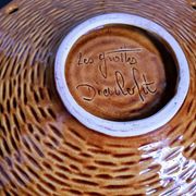 Large Mid-Century Modern French Ceramic Sunflower Plate - 1950s-1960s - Grottes de Dieulefit