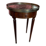 Table bouillotte style Louis XVI merisier marbre