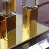 Pair of plexiglass and brass lamps, Italy 1970