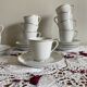 10 tasses à expresso et soucoupes en porcelaine Bernardeau Limoges Ronsard