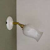 Vintage tulip wall lamp in white opaline