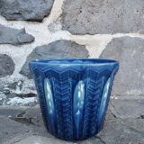 Blue ceramic pot cover
