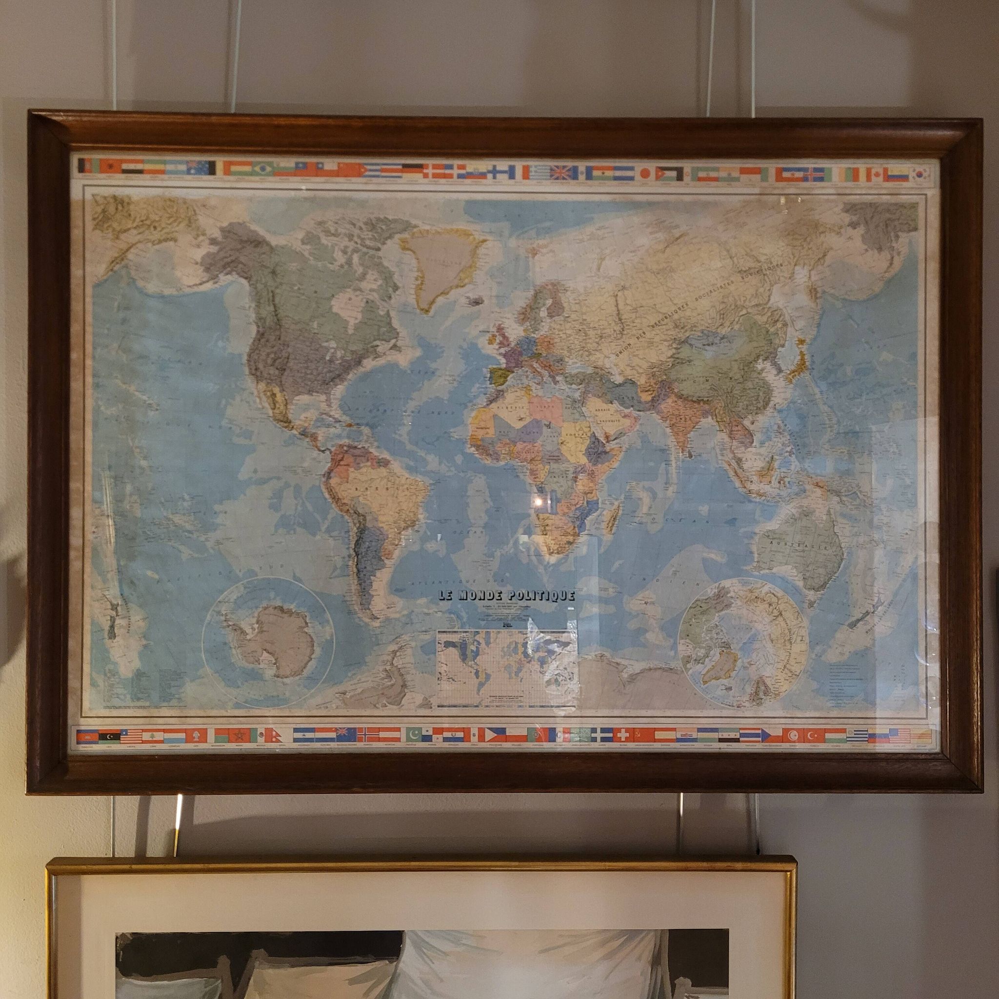 Globe map / Planisphere "Le Monde Politique", National Geographic Institute, 20th century – Fran
