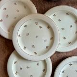 10 assiettes à dessert Salins vintage verts pâles et dorées