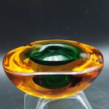 Rare "Multi-Color" Murano Glass Ashtray with Seguso Shell Elements