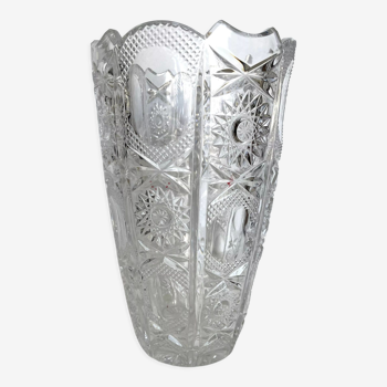 Carved crystal vase