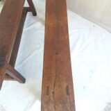 Pair of old benches in chene