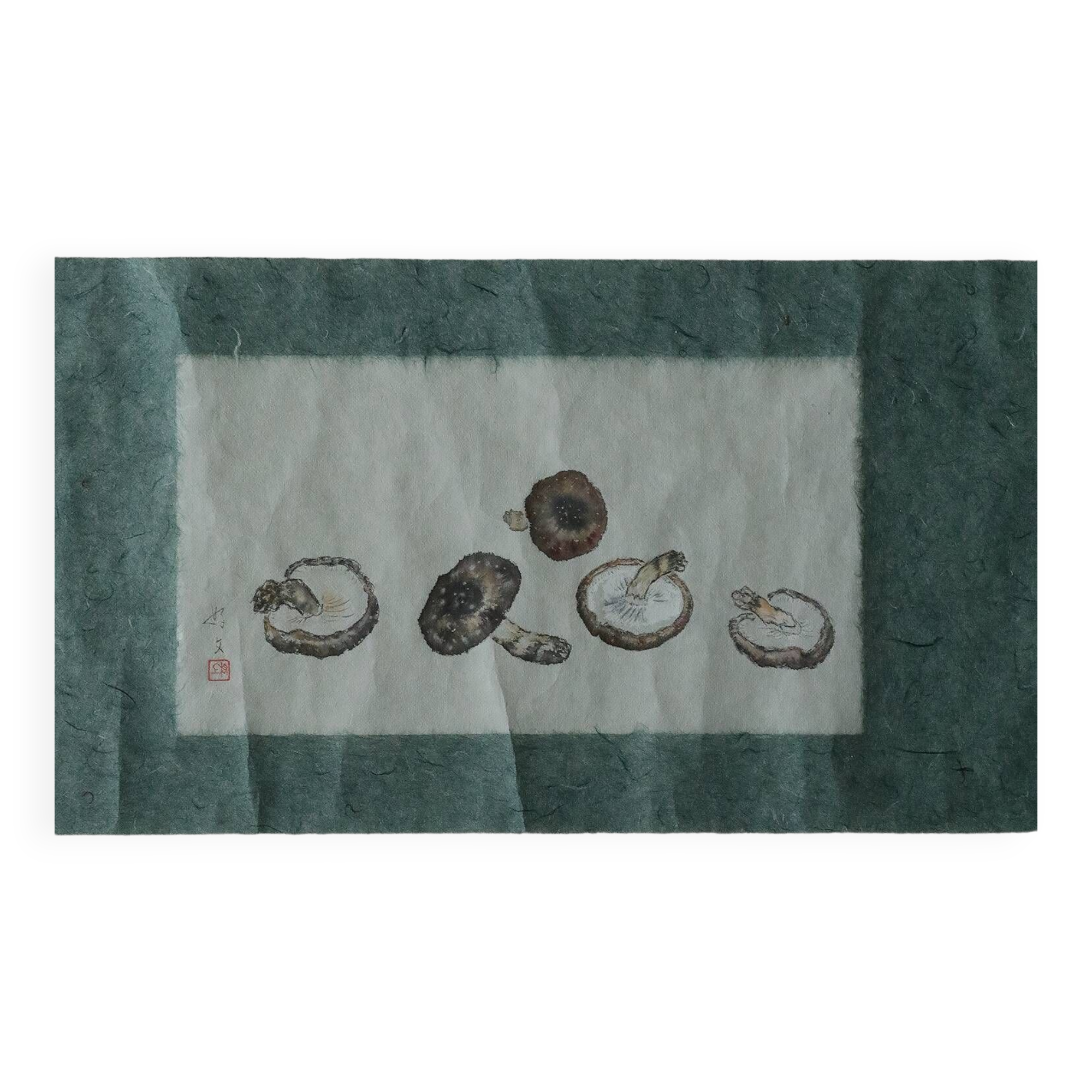 Japanese painting, Svampar, Mixed technique on artistic fabric, Denmark