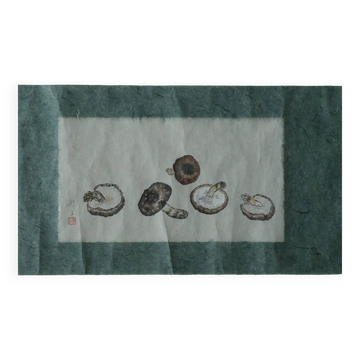 Japanese painting, Svampar, Mixed technique on artistic fabric, Denmark