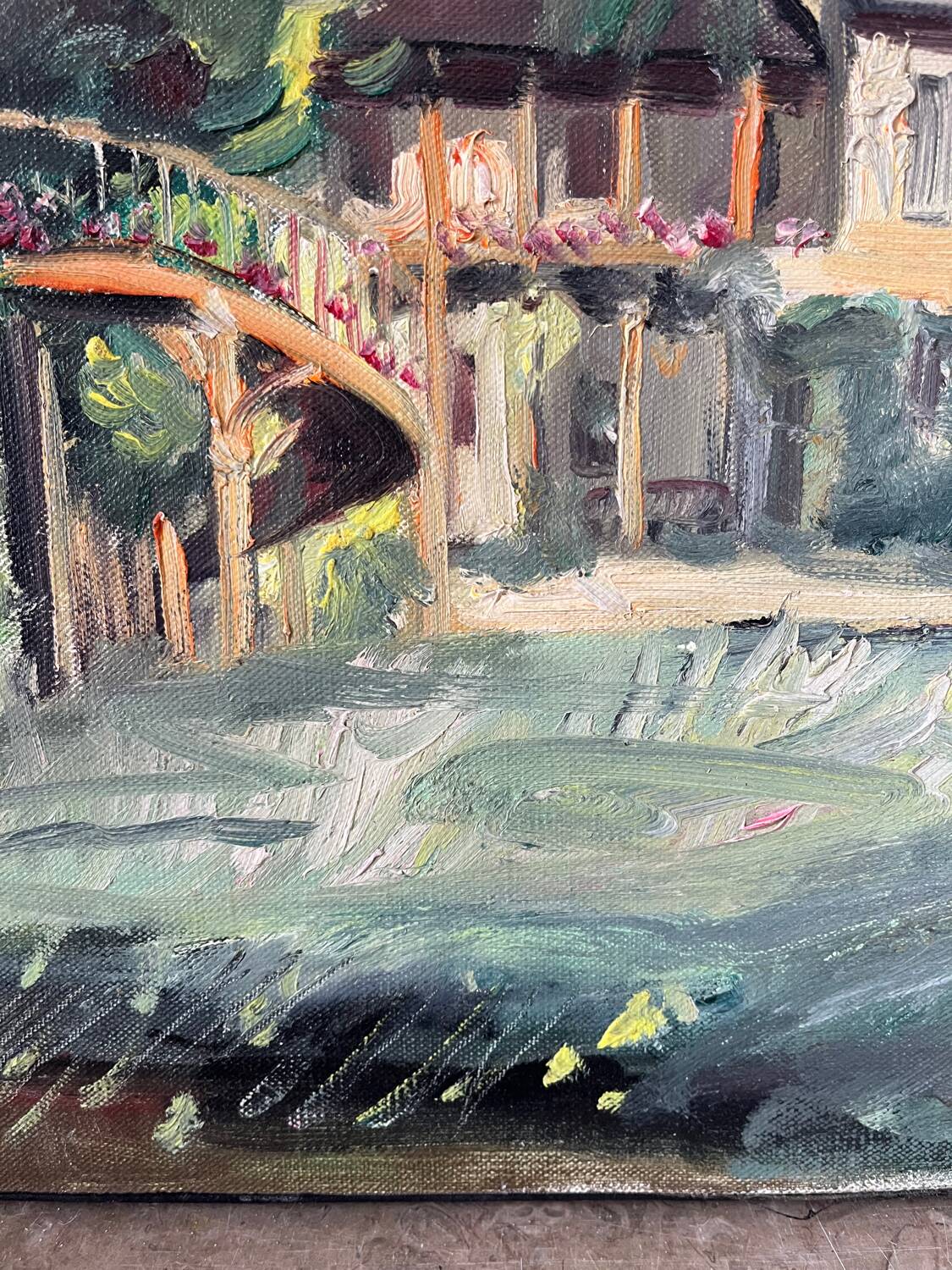 Painting "The Queen's Hamlet" - Versailles, signed