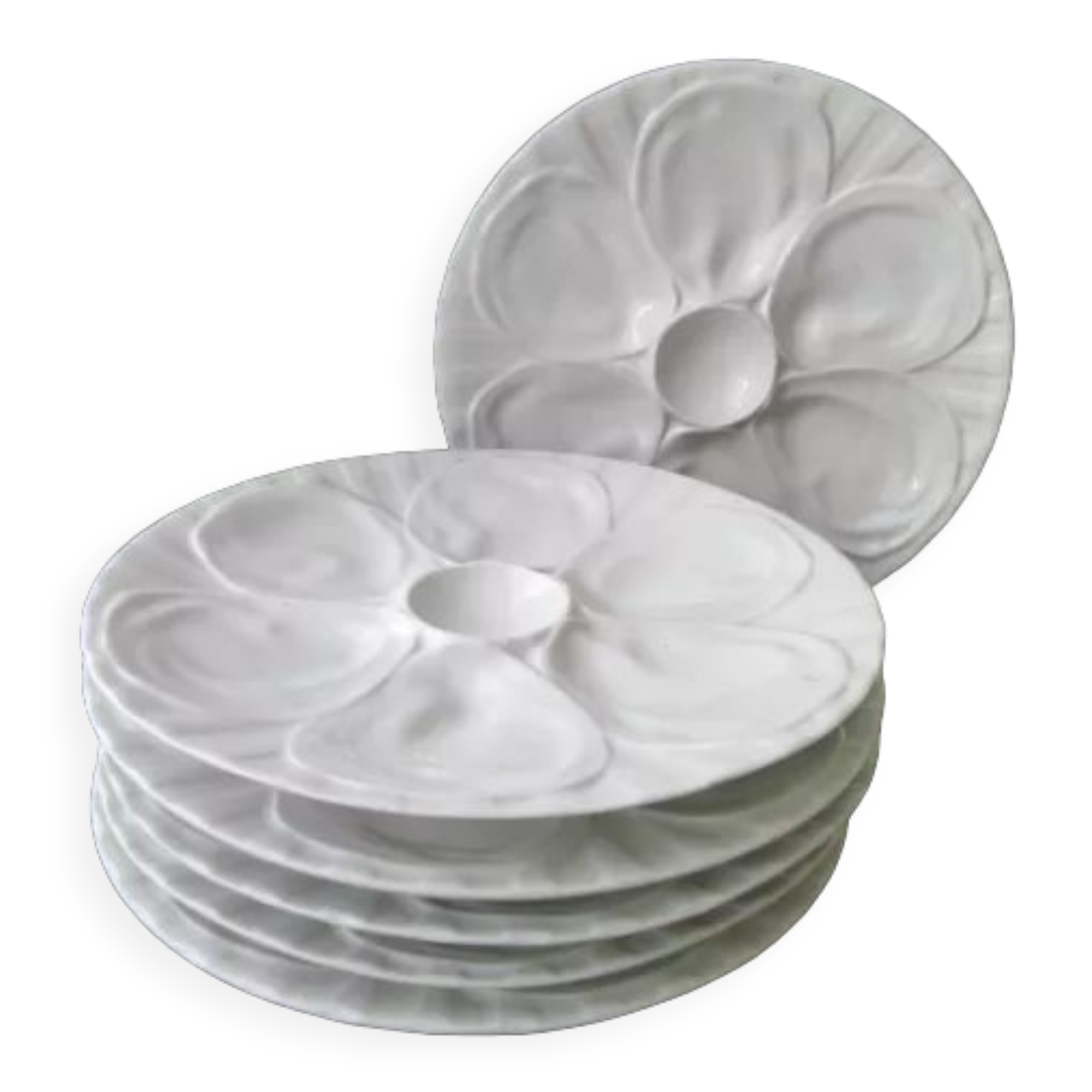Set of 6 oyster plates in white porcelain Pillivuyt