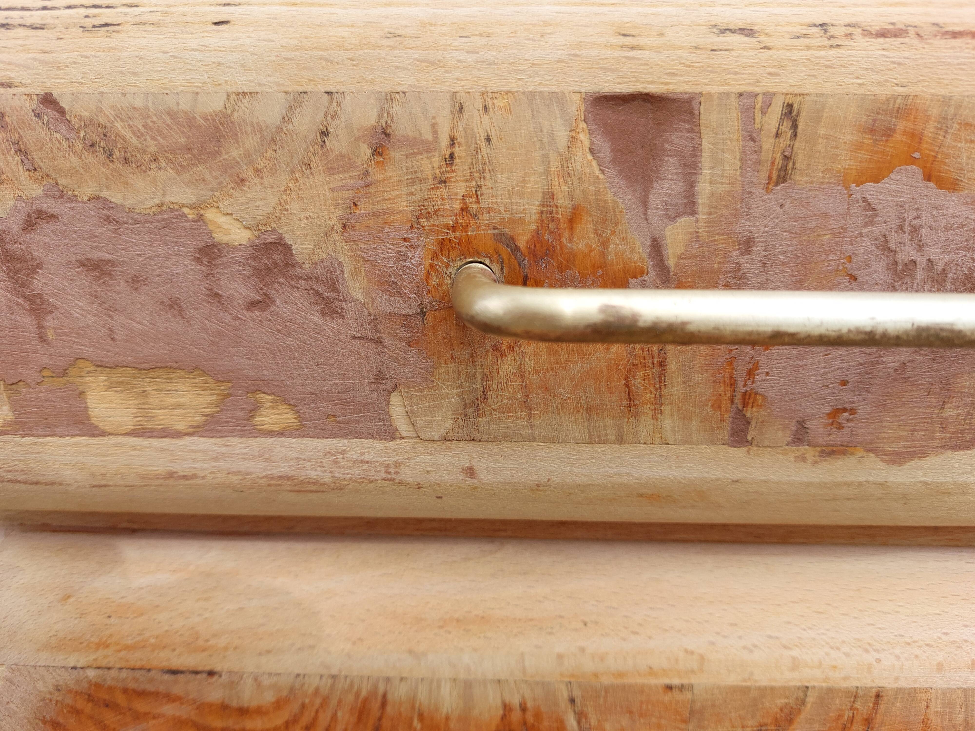 Mado buffet in wood, marble and copper, restored