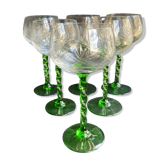 Lot de 6 verres à vin blanc d’Alsace cristal soufflé et taillé XXème