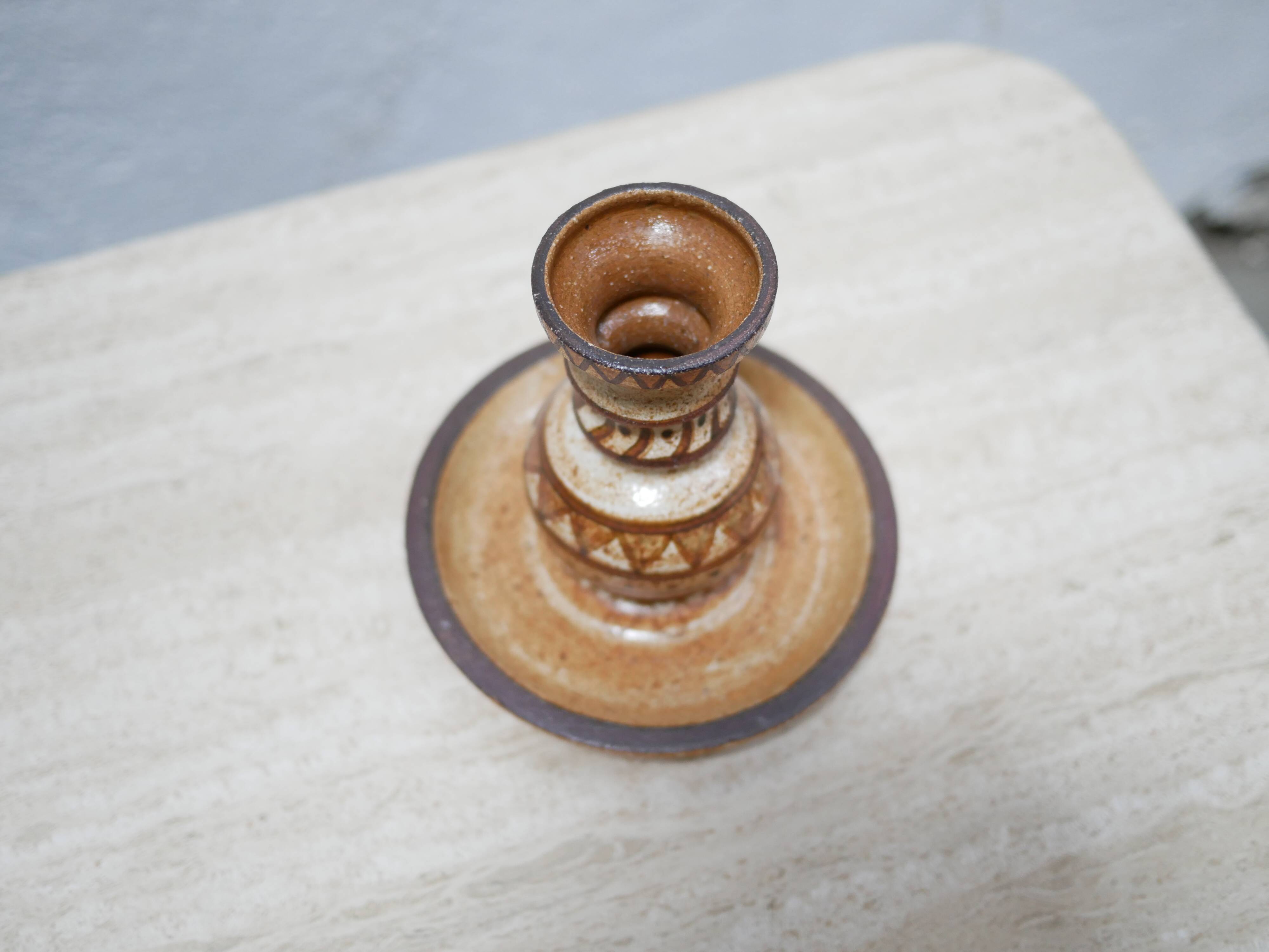 Vintage stoneware candle holder