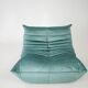 Togo set of armchair and pouf in mint velvet