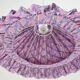 Emilia "purple shell flowers" conical textile suspension with flounce