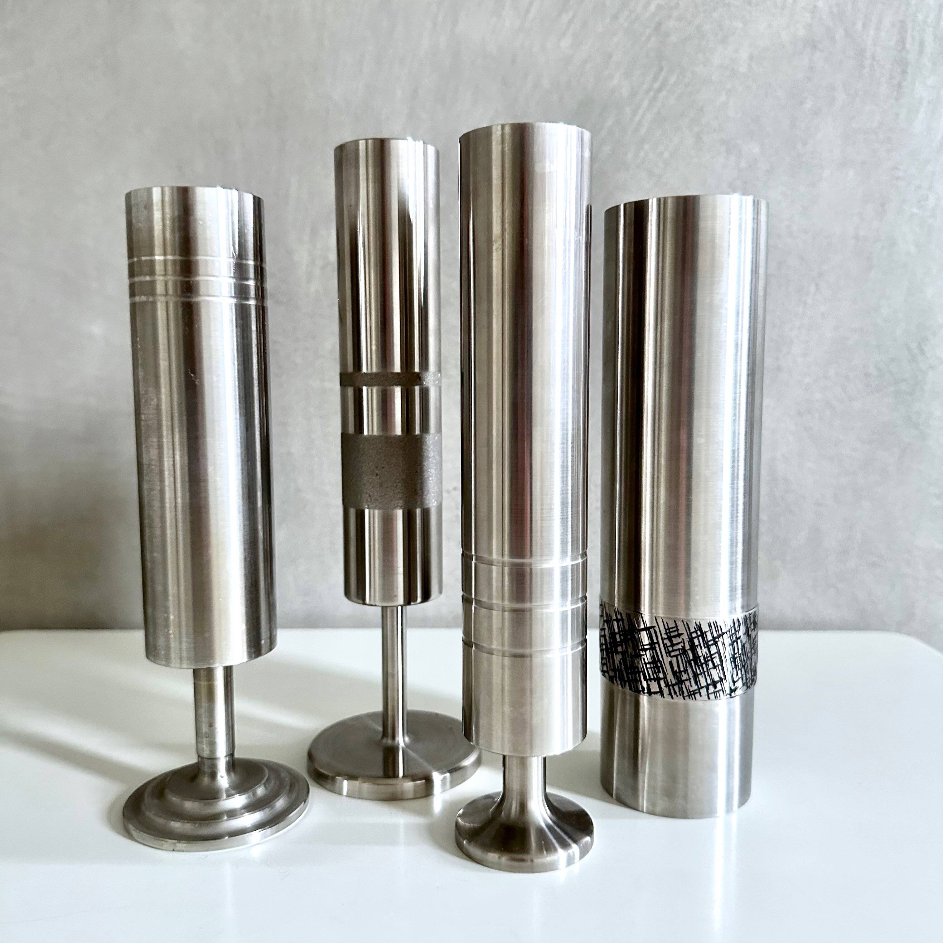 Set of 4 Cylindrical Vases – Brutalist | Mid Century Modern Design
