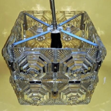Kamenicky Senov glass cube pendant, Mid-Century modernist Glass Crystal Kinkeldey Chandelier