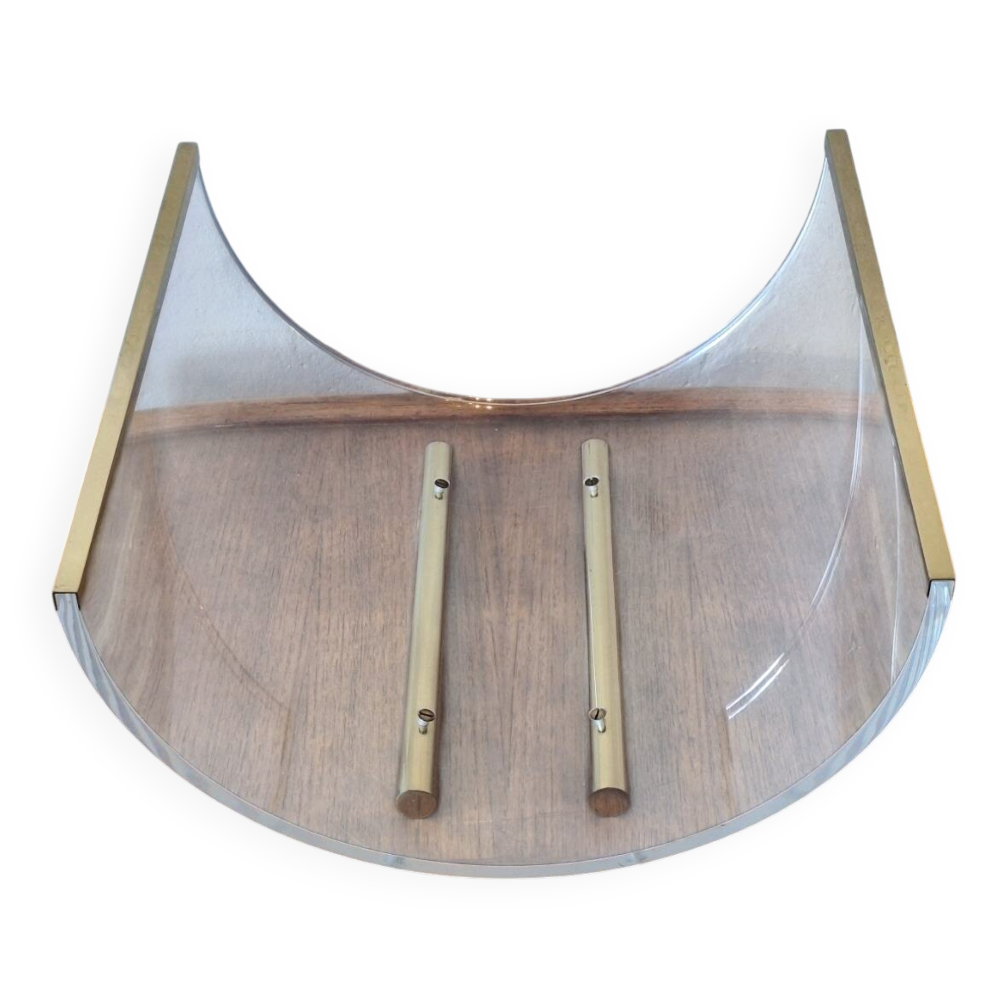 Italian magazine rack in acrylic and solid brass, 1970s