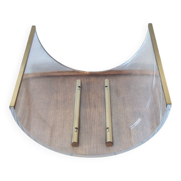 Italian magazine rack in acrylic and solid brass, 1970s