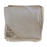 6 towels in ecru linen with beige embroidery handmade.