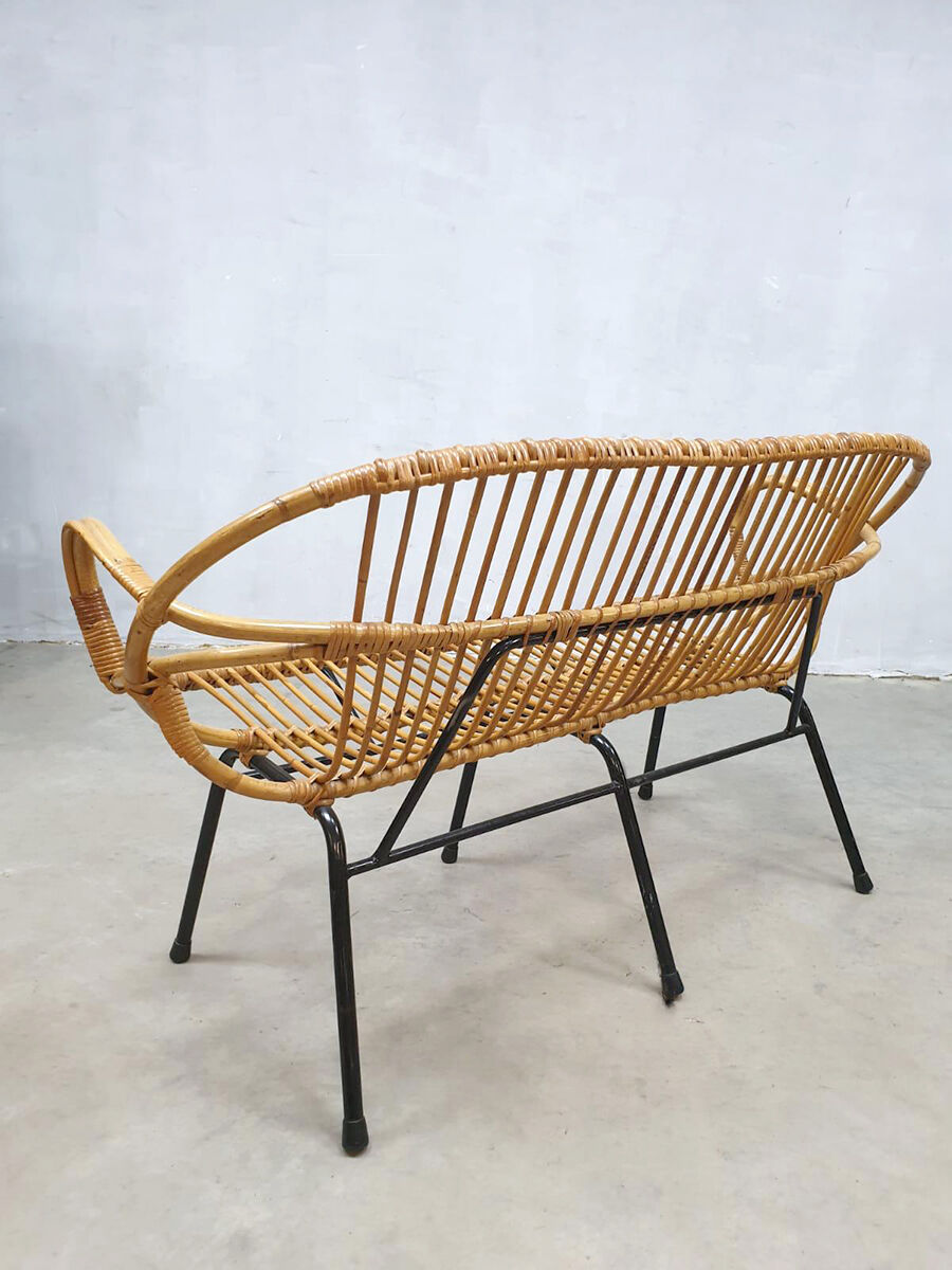 Banc en rotin par Rohe Noordwolde 1960