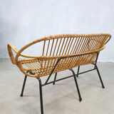 Banc en rotin par Rohe Noordwolde 1960