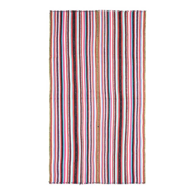 Tapis vintage turc Oushak fait main en laine et coton, années 1970
