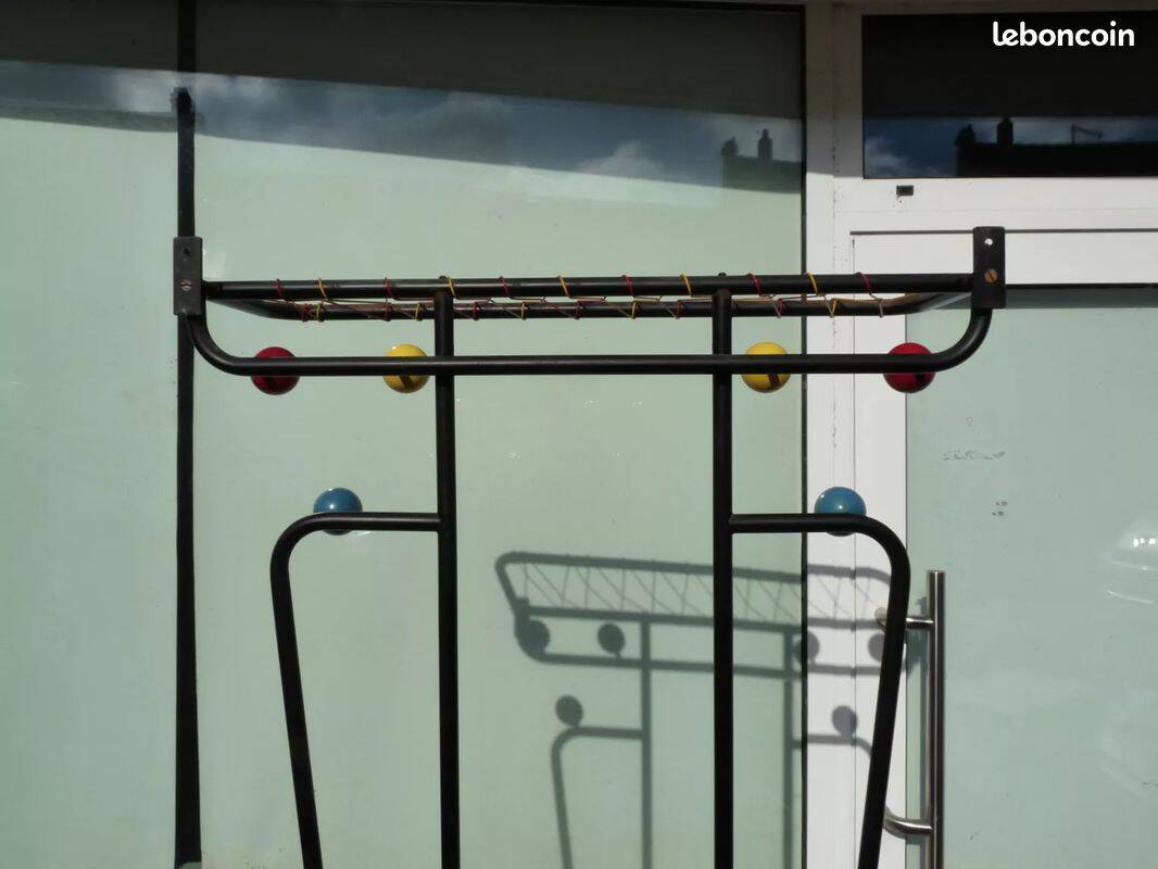 1960s wall-mounted coat rack with colored balls