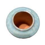 Vase droit en grès émaillé bleu turquoise