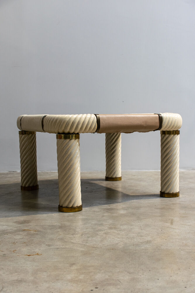 Brass and glass coffee table by Tommaso Barbi 1970'