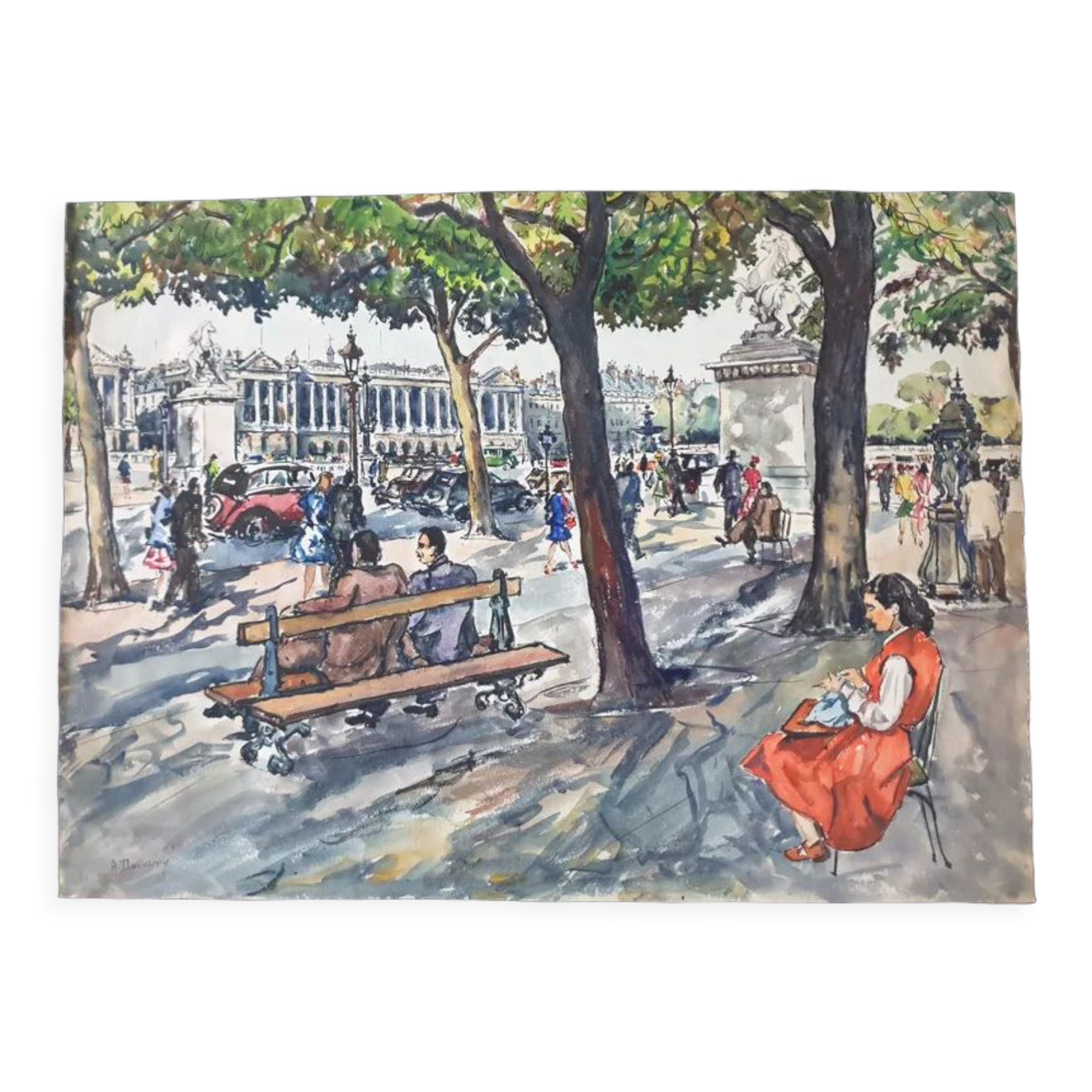 André Duculty (1912-1990) Watercolor on paper "Pont Alexandre III à Paris" Signed lower left