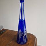 Vintage blue cut crystal bud vase - bohemian craft charm