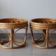 Two vintage rattan ottomans