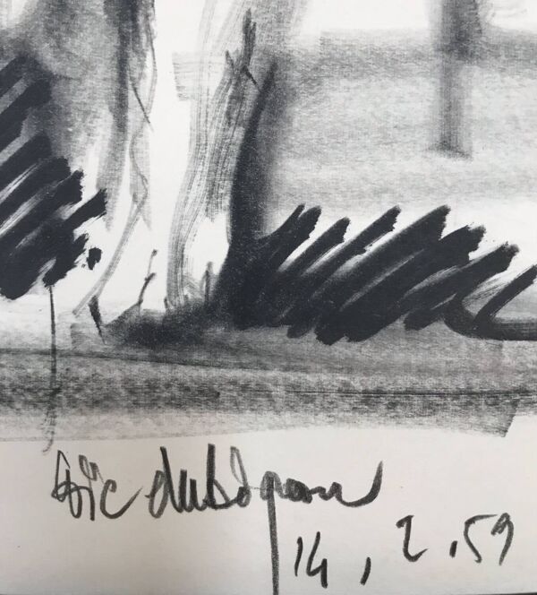 Fusain de Loïc DUBIGEON 1934-2001 Nu à l’atelier