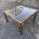 italian brass coffeetable with smoking glass in bamboo style