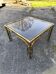 table basse en laiton italien avec verre fumé dans un style bambou