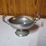 Burgundy footed cup in pewter with ram's head
