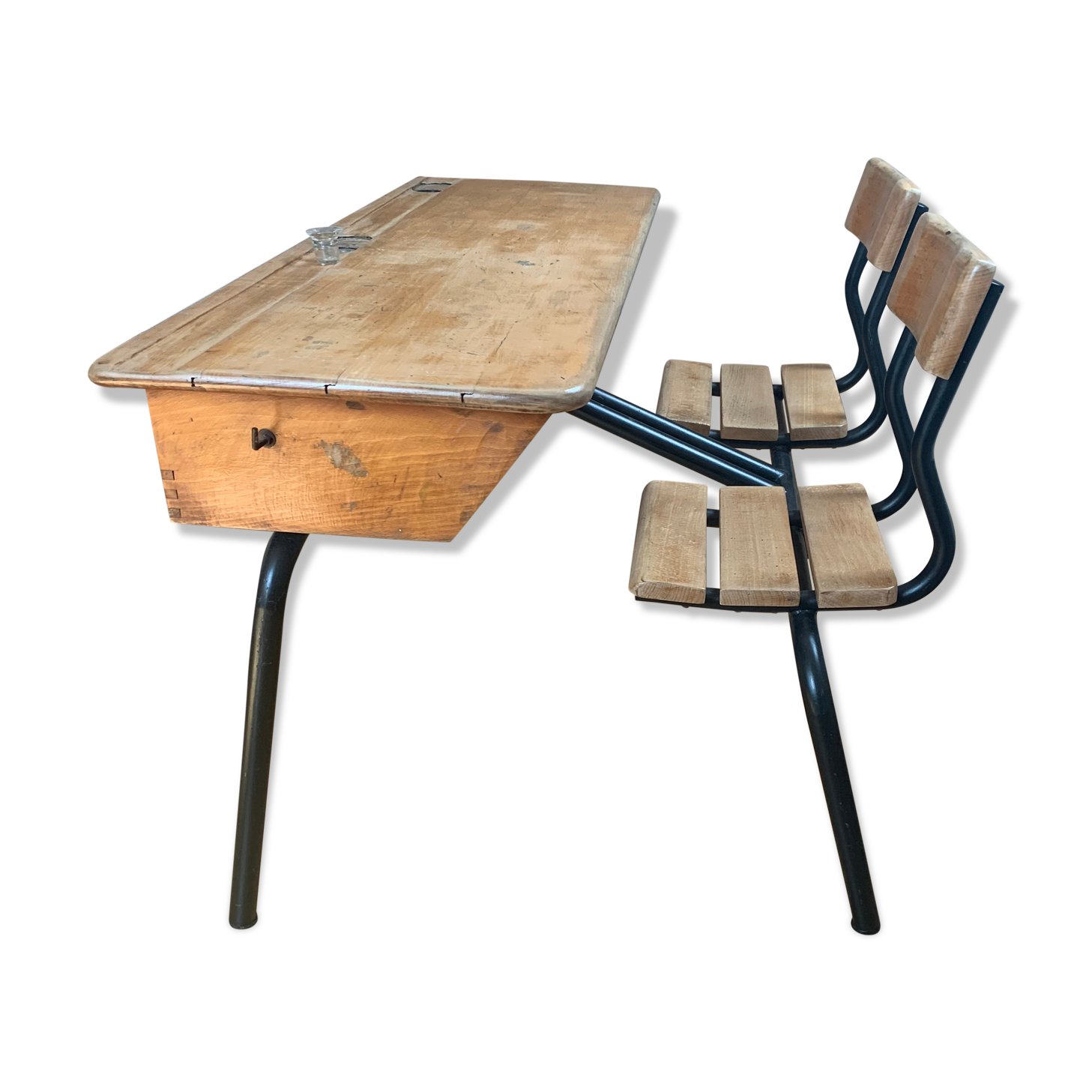 Double vintage school desk