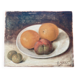 Old painting: fruit plate