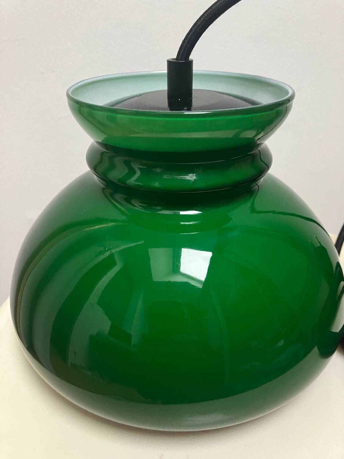 Vintage green opaline portable lamp
